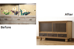 アンティーク雑貨　リメイク品　くっきりとした木目の一枚板を使用した鉄脚ベンチ(飾り台、花台、踏み台)