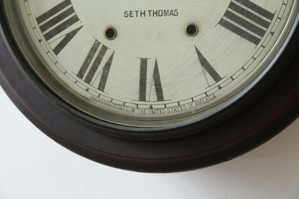 アンティーク時計　アメリカ　SETH THOMAS(セストーマス)　時代を感じるレトロな掛け時計(柱時計、古時計)(R-072231)