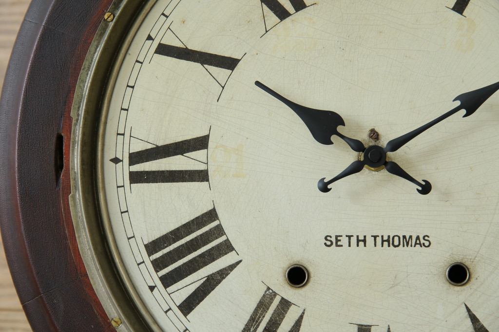 アンティーク時計　アメリカ　SETH THOMAS(セストーマス)　時代を感じるレトロな掛け時計(柱時計、古時計)(R-072231)