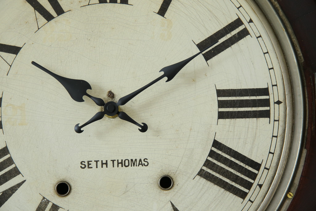 アンティーク時計　アメリカ　SETH THOMAS(セストーマス)　時代を感じるレトロな掛け時計(柱時計、古時計)(R-072231)