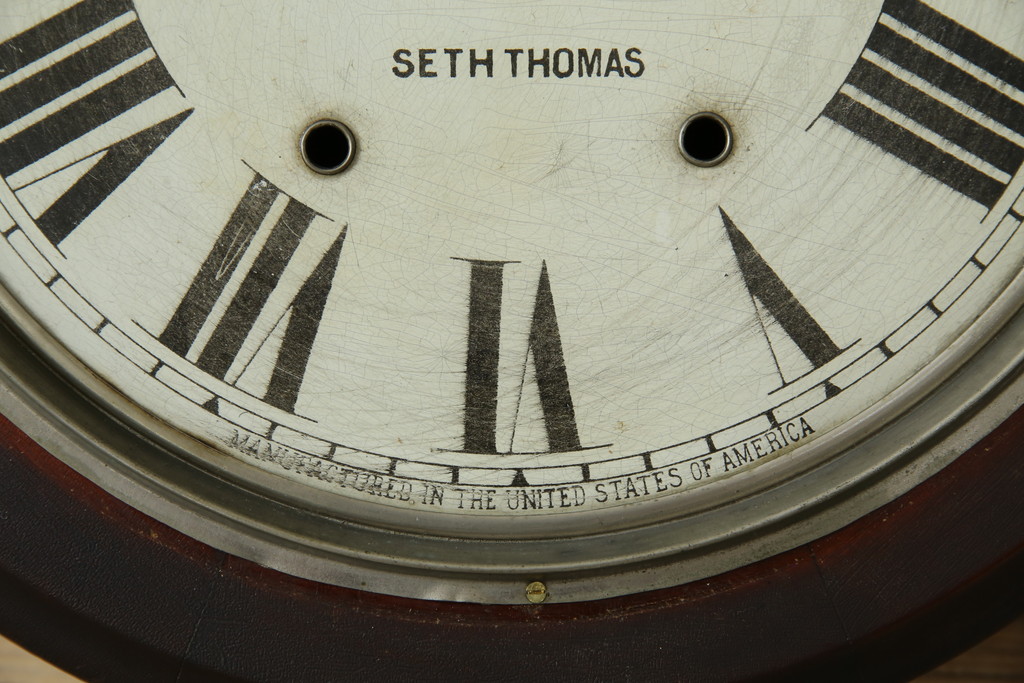 アンティーク時計　アメリカ　SETH THOMAS(セストーマス)　時代を感じるレトロな掛け時計(柱時計、古時計)(R-072231)