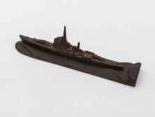 戦前　真鍮製　進水記念　軍艦　文鎮(ペーパーウェイト、書道具、置物)(R-083082)