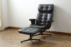 アメリカビンテージ　HOMECREST社(ホームクレスト)　希少!!メンズライクな空間づくりに活躍するストレスレスチェア+オットマンセット(パーソナルチェア、ラウンジチェア、アームチェア)(R-057600)