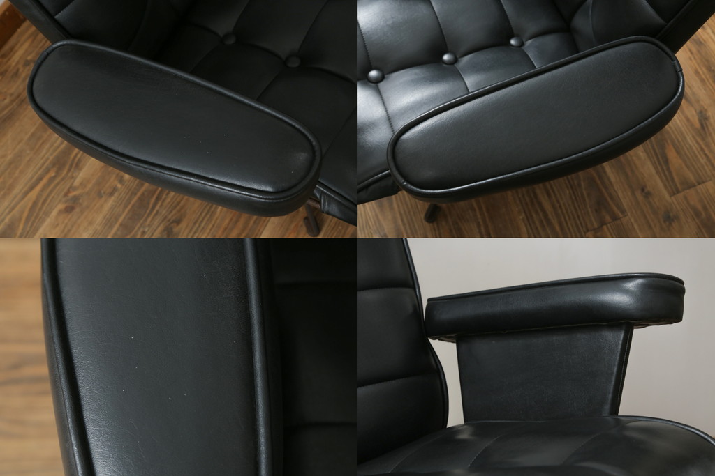 アメリカビンテージ　HOMECREST社(ホームクレスト)　希少!!メンズライクな空間づくりに活躍するストレスレスチェア+オットマンセット(パーソナルチェア、ラウンジチェア、アームチェア)(R-057600)