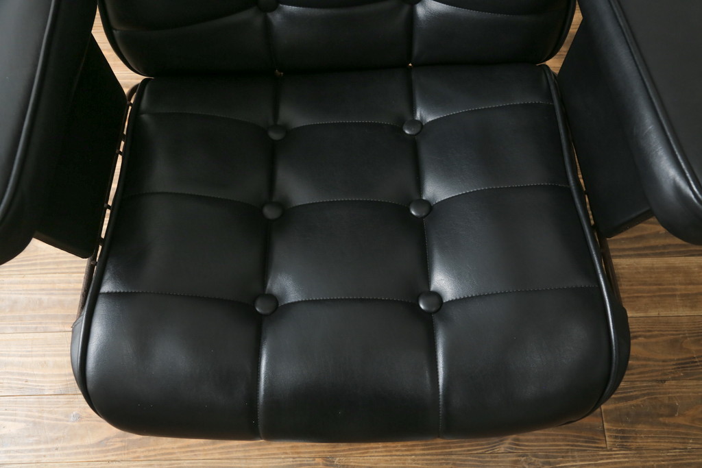 アメリカビンテージ　HOMECREST社(ホームクレスト)　希少!!メンズライクな空間づくりに活躍するストレスレスチェア+オットマンセット(パーソナルチェア、ラウンジチェア、アームチェア)(R-057600)