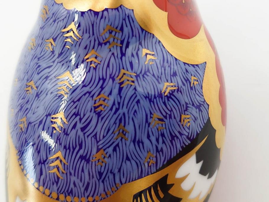 イギリス　ROYAL CROWN DERBY(ロイヤルクラウンダービー)　Bullfinch(ブルフィンチ)　華やかな中に可愛らしさを漂わせるフィギュリン(置き物、置物、陶器、オブジェ、ディスプレイ、2004、アトリ科ウソ属、小鳥、英国)(R-076748)