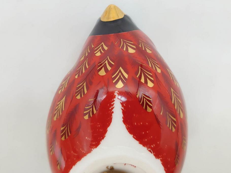 イギリス　ROYAL CROWN DERBY(ロイヤルクラウンダービー)　Bullfinch(ブルフィンチ)　華やかな中に可愛らしさを漂わせるフィギュリン(置き物、置物、陶器、オブジェ、ディスプレイ、2004、アトリ科ウソ属、小鳥、英国)(R-076748)