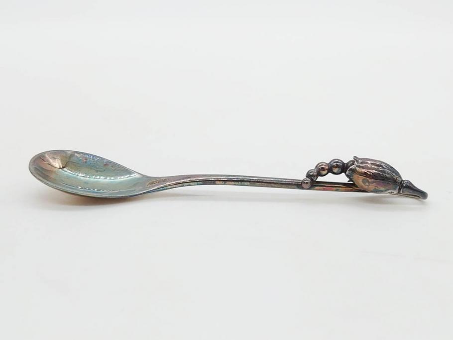 デンマーク　GEORG JENSEN(ジョージ・ジェンセン)　BLOSSOM(ブロッサム)　STERLING SILVER(スターリングシルバー)　総重量約58.34g　モカスプーン6本セット(カトラリー、SV925、銀製品、洋食器、箱付き)(R-083084)