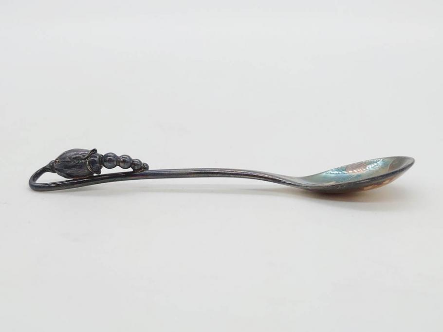 デンマーク　GEORG JENSEN(ジョージ・ジェンセン)　BLOSSOM(ブロッサム)　STERLING SILVER(スターリングシルバー)　総重量約58.34g　モカスプーン6本セット(カトラリー、SV925、銀製品、洋食器、箱付き)(R-083084)
