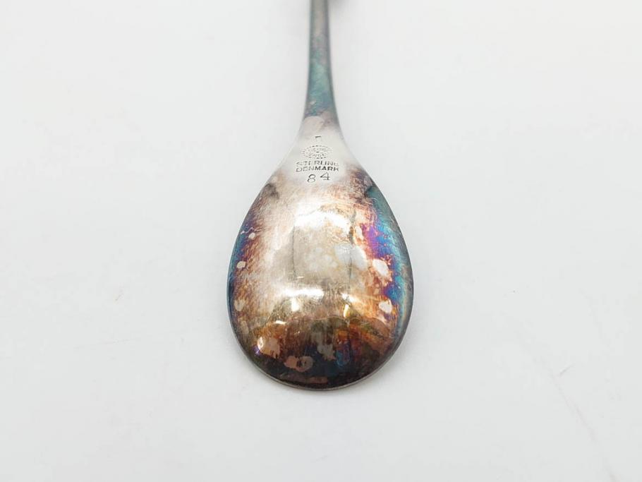 デンマーク　GEORG JENSEN(ジョージ・ジェンセン)　BLOSSOM(ブロッサム)　STERLING SILVER(スターリングシルバー)　総重量約58.34g　モカスプーン6本セット(カトラリー、SV925、銀製品、洋食器、箱付き)(R-083084)
