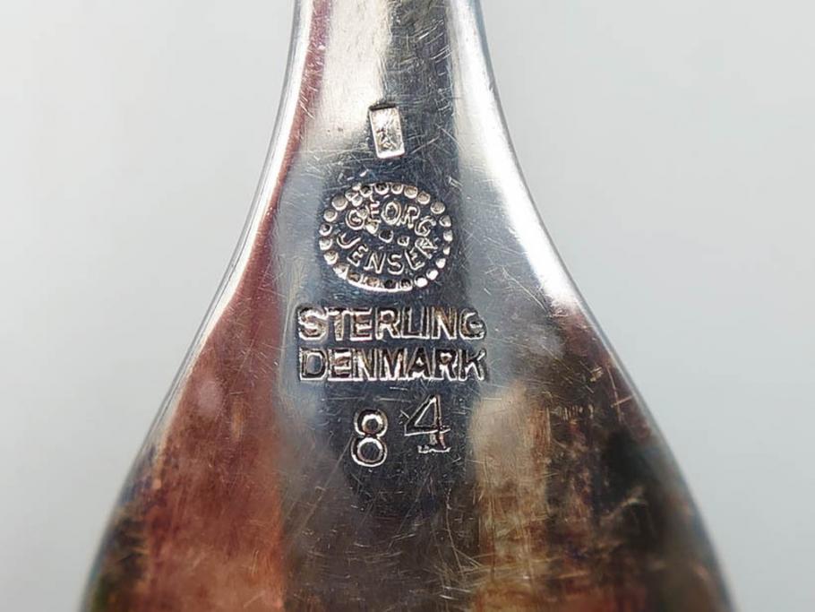 デンマーク　GEORG JENSEN(ジョージ・ジェンセン)　BLOSSOM(ブロッサム)　STERLING SILVER(スターリングシルバー)　総重量約58.34g　モカスプーン6本セット(カトラリー、SV925、銀製品、洋食器、箱付き)(R-083084)