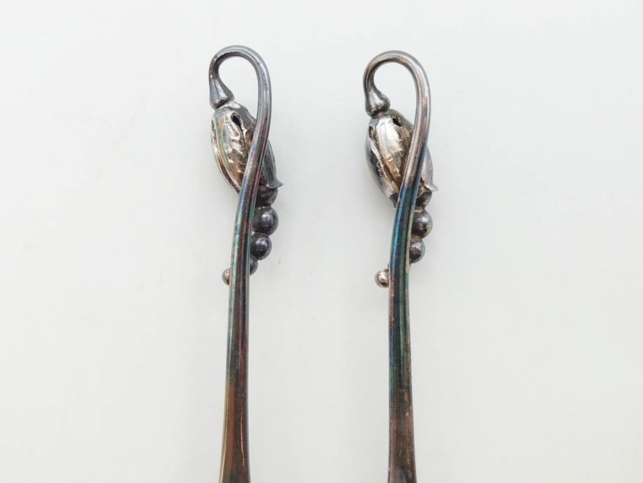 デンマーク　GEORG JENSEN(ジョージ・ジェンセン)　BLOSSOM(ブロッサム)　STERLING SILVER(スターリングシルバー)　総重量約58.34g　モカスプーン6本セット(カトラリー、SV925、銀製品、洋食器、箱付き)(R-083084)