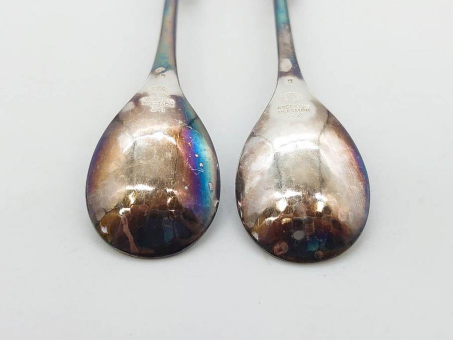 デンマーク　GEORG JENSEN(ジョージ・ジェンセン)　BLOSSOM(ブロッサム)　STERLING SILVER(スターリングシルバー)　総重量約58.34g　モカスプーン6本セット(カトラリー、SV925、銀製品、洋食器、箱付き)(R-083084)