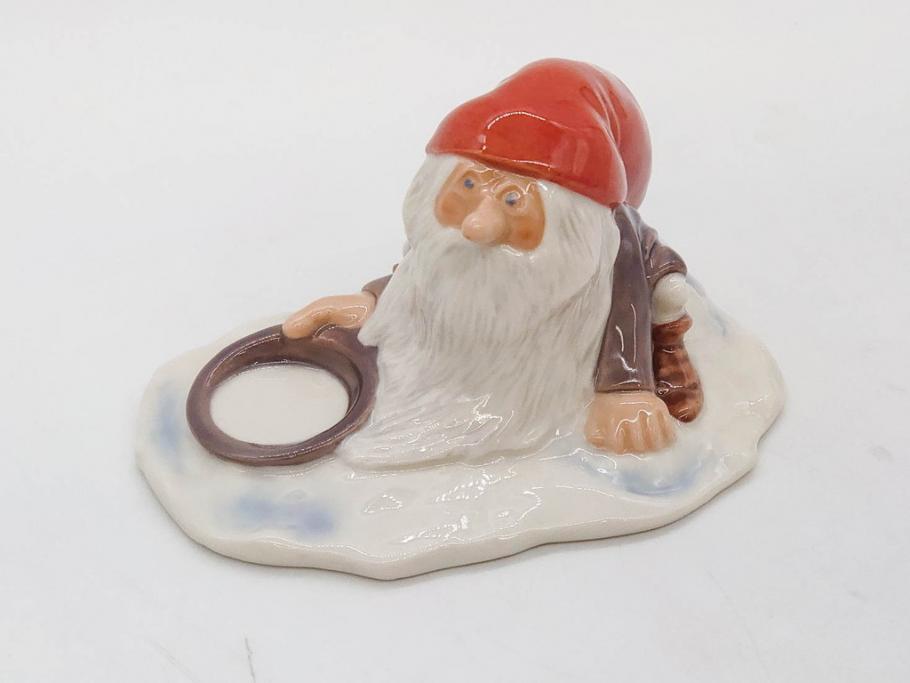 デンマーク　ROYAL COPENHAGEN(ロイヤルコペンハーゲン)　つぶらな瞳が可愛らしい小びとのフィギュリン(ノーム、こびと、置き物、置物、陶器、オブジェ、ディスプレイ、北欧)(R-076749)