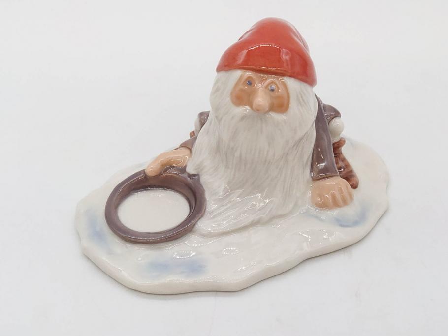 デンマーク　ROYAL COPENHAGEN(ロイヤルコペンハーゲン)　つぶらな瞳が可愛らしい小びとのフィギュリン(ノーム、こびと、置き物、置物、陶器、オブジェ、ディスプレイ、北欧)(R-076749)