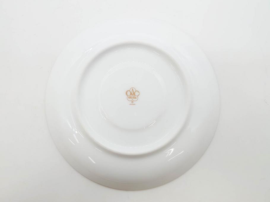 大倉陶園(OKURA、OAC)　深みのあるブルーローズが美しいモーニングカップ&ソーサー2客セット(バラ、薔薇、金彩、白磁、C&S、洋食器)(R-083088)