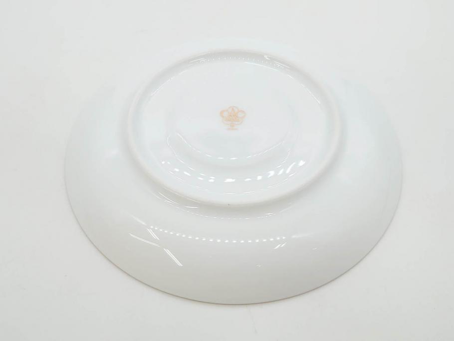 大倉陶園(OKURA、OAC)　深みのあるブルーローズが美しいモーニングカップ&ソーサー2客セット(バラ、薔薇、金彩、白磁、C&S、洋食器)(R-083089)