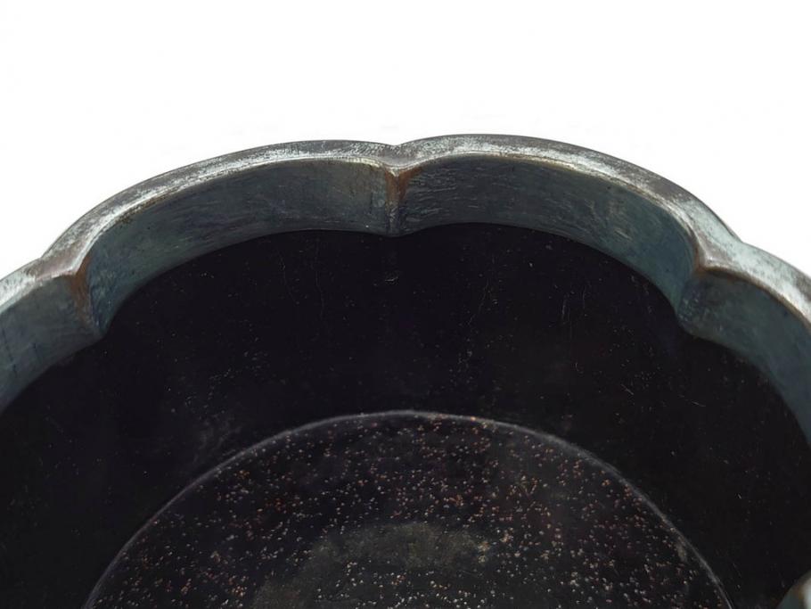 時代物　大名道具　金蒔絵　梨地　阿古陀　香炉(花唐草、籠目火屋、木製、漆器、漆芸、仏具、茶道具、木箱付き)(R-083127)