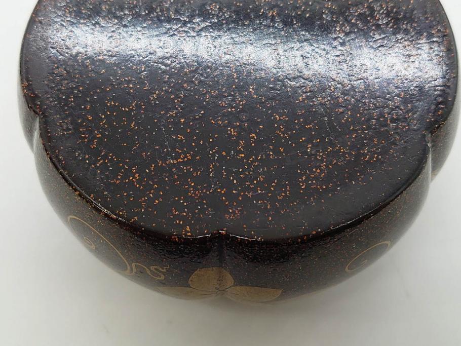 時代物　大名道具　金蒔絵　梨地　阿古陀　香炉(花唐草、籠目火屋、木製、漆器、漆芸、仏具、茶道具、木箱付き)(R-083127)