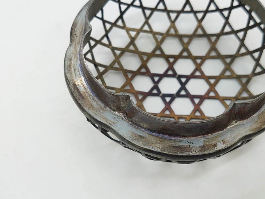 時代物　大名道具　金蒔絵　梨地　阿古陀　香炉(花唐草、籠目火屋、木製、漆器、漆芸、仏具、茶道具、木箱付き)(R-083127)