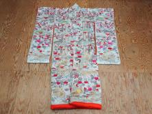 明治～大正　正絹　刺繍　鶴亀　松竹梅　振袖　着物　打掛(古布、リメイク、衣装、Japanese KIMONO)(R-076756)