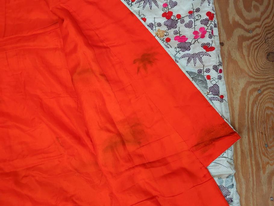 明治～大正　正絹　刺繍　鶴亀　松竹梅　振袖　着物　打掛(古布、リメイク、衣装、Japanese KIMONO)(R-076756)