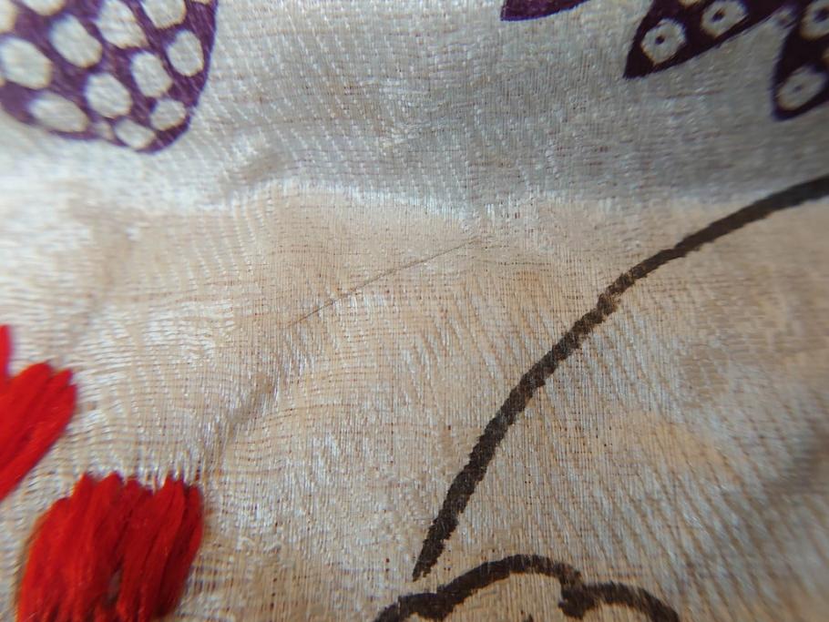 明治～大正　正絹　刺繍　鶴亀　松竹梅　振袖　着物　打掛(古布、リメイク、衣装、Japanese KIMONO)(R-076756)
