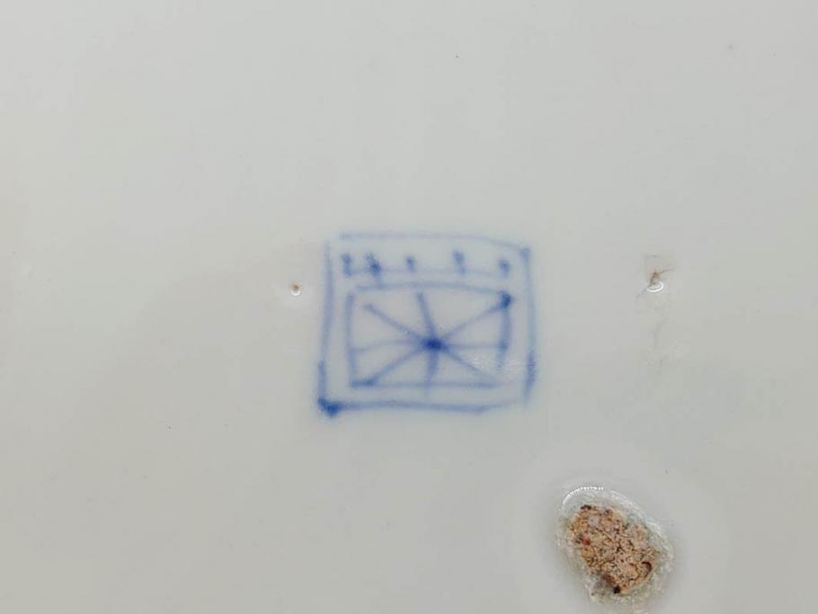 江戸期　古伊万里　染付　色絵　金彩　松竹梅　約46cm　1尺5寸　華やかで凝った意匠が目を引く大皿(人物、鳳凰、桐、和皿、和食器、一尺五寸)(R-083132)
