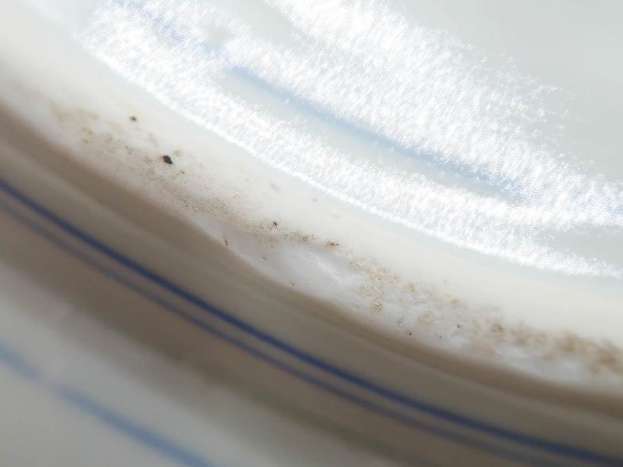 江戸期　古伊万里　染付　線描　花唐草　約41cm　1尺3寸　食卓を爽やかに彩る大皿(和皿、和食器、一尺三寸)(R-083133)