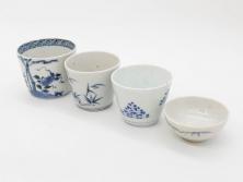 山田義明(号龍山)　九谷焼　花鳥図　約9cm　2.8寸　豊かな色彩が美しい汲出碗5客セット(牡丹、ぼたん、茶器、煎茶道具、湯のみ、湯呑み、共箱付き、和食器、裏印、二寸八分)(R-079610)