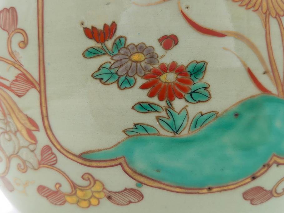 上手物　染付　色絵　金彩　花鳥図　丁寧に描かれた絵柄が素敵な火鉢(鉢カバー、手あぶり、傘立て)(R-083135)