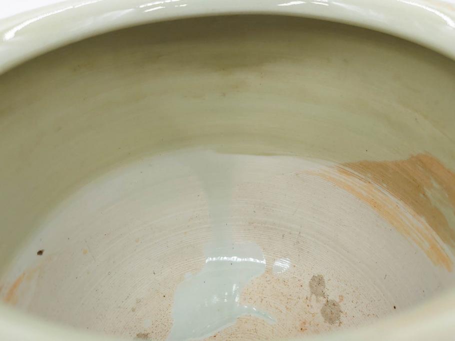 上手物　染付　色絵　金彩　花鳥図　丁寧に描かれた絵柄が素敵な火鉢(鉢カバー、手あぶり、傘立て)(R-083135)