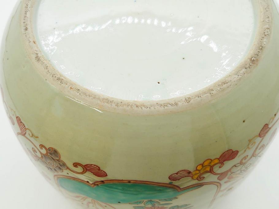 上手物　染付　色絵　金彩　花鳥図　丁寧に描かれた絵柄が素敵な火鉢(鉢カバー、手あぶり、傘立て)(R-083135)