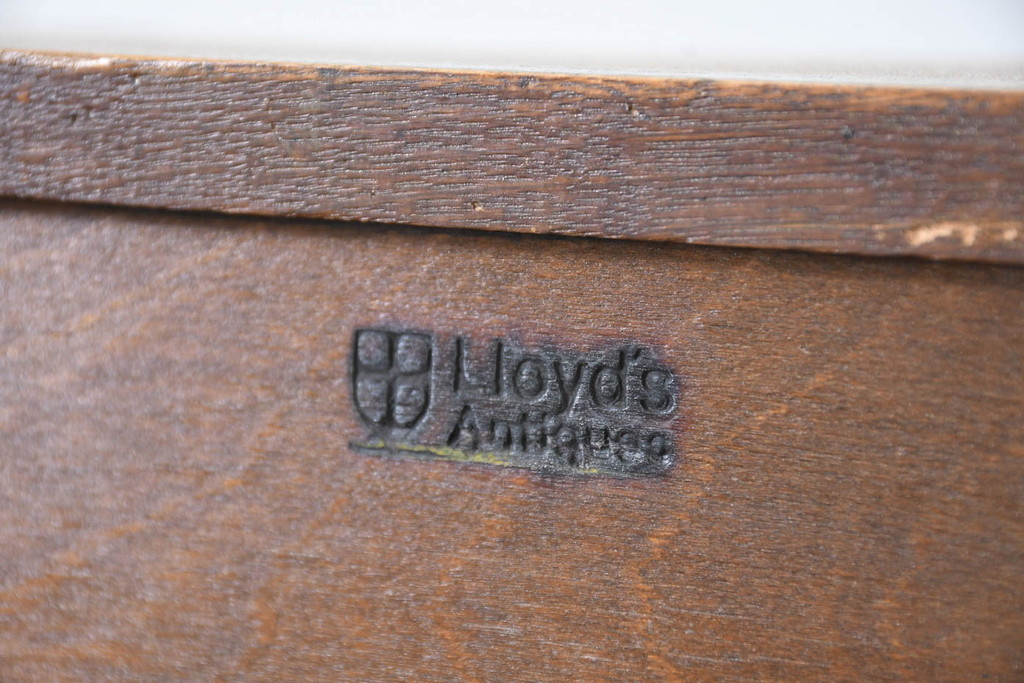 イギリスアンティーク　美品　Lloyd's Antiques(ロイズ・アンティークス)取り扱い　Minty OXFORD(ミンティ)　希少サイズ　オーク材　ステンドグラス入り　スタッキング風縦型ブックケース(本箱、本棚、戸棚、収納棚、書棚、飾り棚、店舗什器)(R-083190)