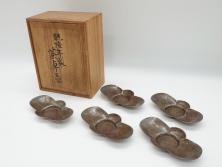 【骨董買取】乾隆年製　古錫　木瓜　茶托(茶卓、小皿、中国、古玩、唐物、茶道具)を買取りました。