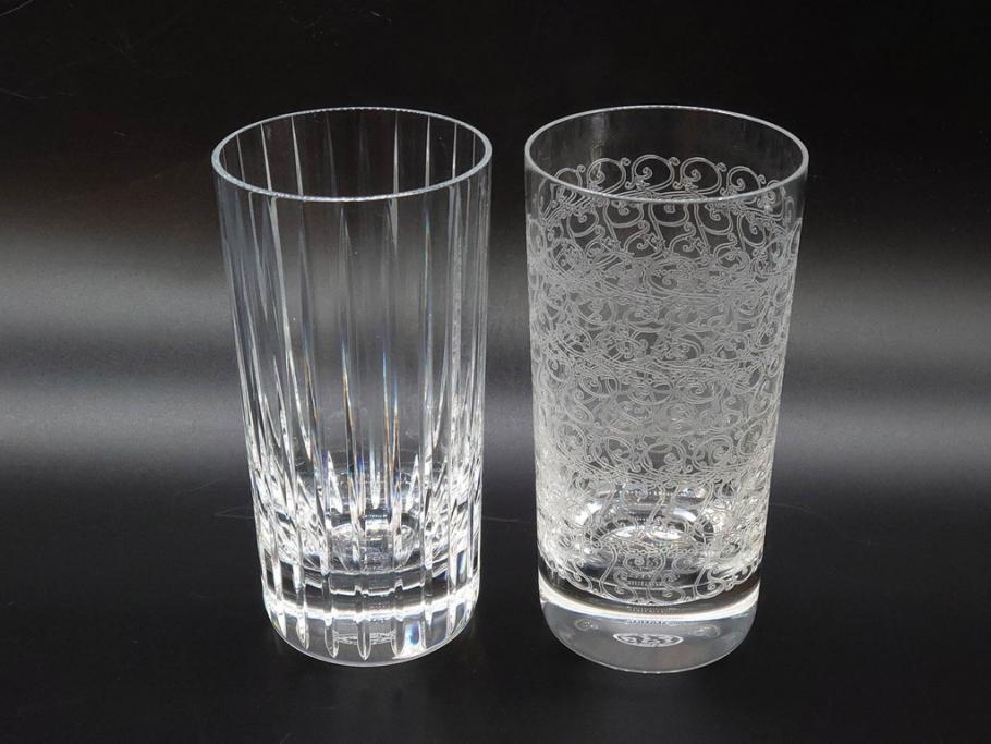 フランス　Baccarat　バカラ　ローハン　ハーモニー　高貴でエレガントなデザインが美しいグラス2客セット(ハイボール、フルレッドクリスタルガラス、コップ)(R-076760)