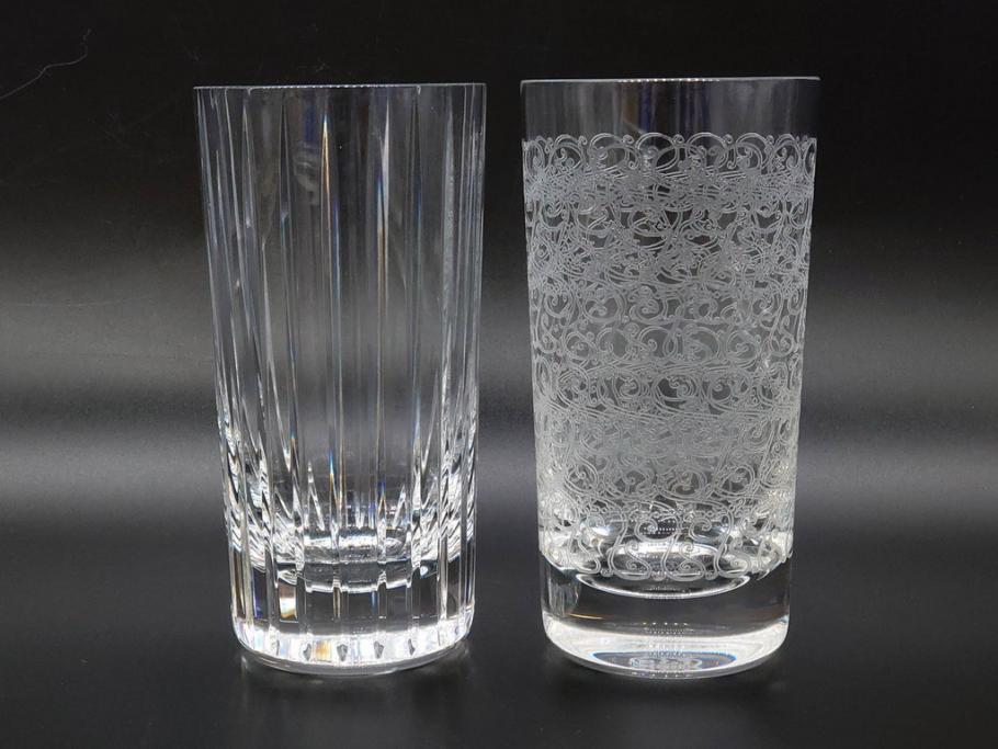 フランス　Baccarat　バカラ　ローハン　ハーモニー　高貴でエレガントなデザインが美しいグラス2客セット(ハイボール、フルレッドクリスタルガラス、コップ)(R-076760)