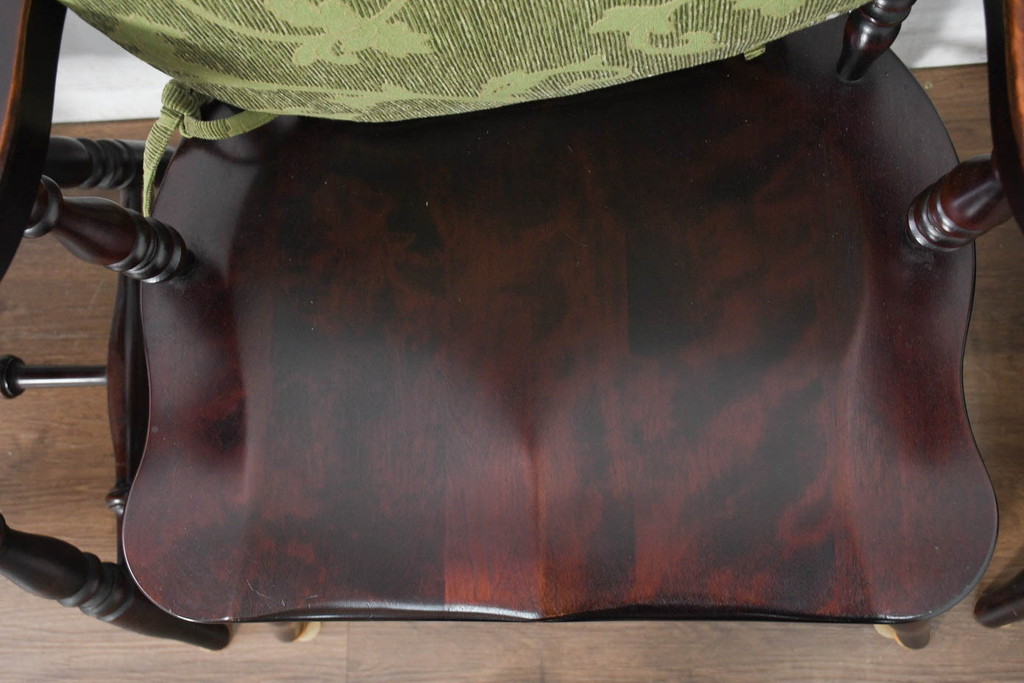 中古　美品　国産職人手作り　カバ材　品でクラシカルな佇まいがお洒落なキャプテンチェア6脚セット(アームチェア、ダイニングチェア、板座チェア、椅子、イス、バラ売り可能)(R-082741)