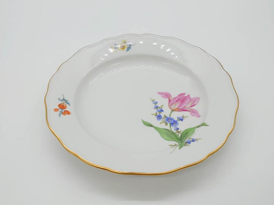 ドイツ　マイセン　Meissen　ベーシックフラワー　二つ花　それぞれ違った花達が食卓のアクセントになるプレート5枚セット(皿、洋食器)(R-070200)