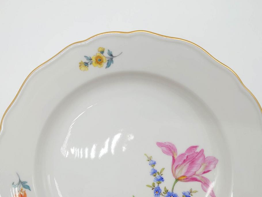 ドイツ　マイセン　Meissen　ベーシックフラワー　二つ花　それぞれ違った花達が食卓のアクセントになるプレート5枚セット(皿、洋食器)(R-070200)