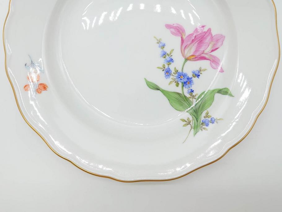 ドイツ　マイセン　Meissen　ベーシックフラワー　二つ花　それぞれ違った花達が食卓のアクセントになるプレート5枚セット(皿、洋食器)(R-070200)