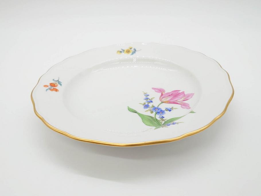 ドイツ　マイセン　Meissen　ベーシックフラワー　二つ花　それぞれ違った花達が食卓のアクセントになるプレート5枚セット(皿、洋食器)(R-070200)