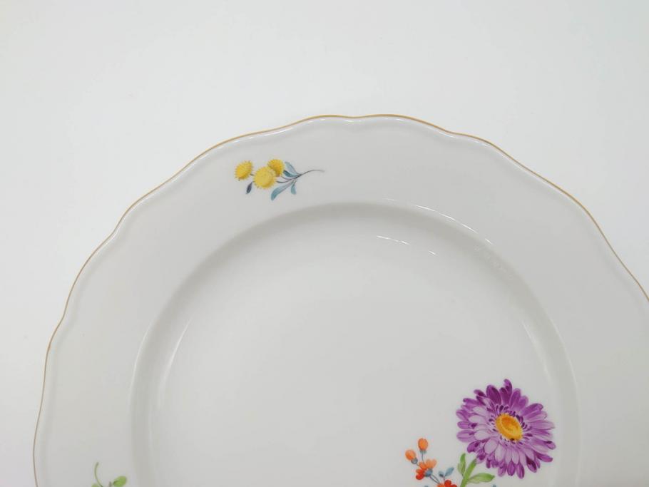ドイツ　マイセン　Meissen　ベーシックフラワー　二つ花　それぞれ違った花達が食卓のアクセントになるプレート5枚セット(皿、洋食器)(R-070200)
