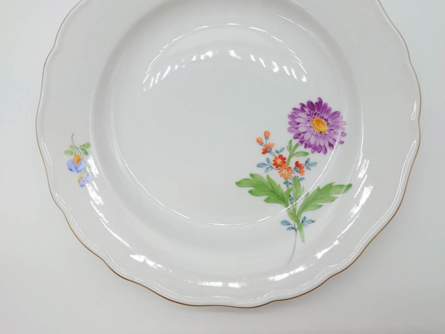 ドイツ　マイセン　Meissen　ベーシックフラワー　二つ花　それぞれ違った花達が食卓のアクセントになるプレート5枚セット(皿、洋食器)(R-070200)