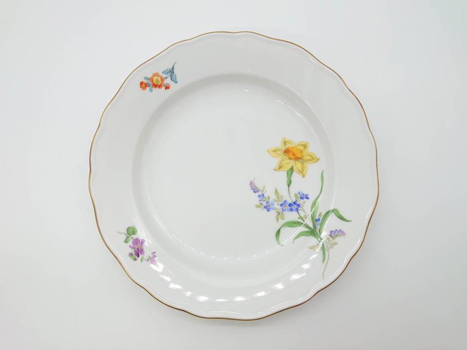 ドイツ　マイセン　Meissen　ベーシックフラワー　二つ花　それぞれ違った花達が食卓のアクセントになるプレート5枚セット(皿、洋食器)(R-070200)