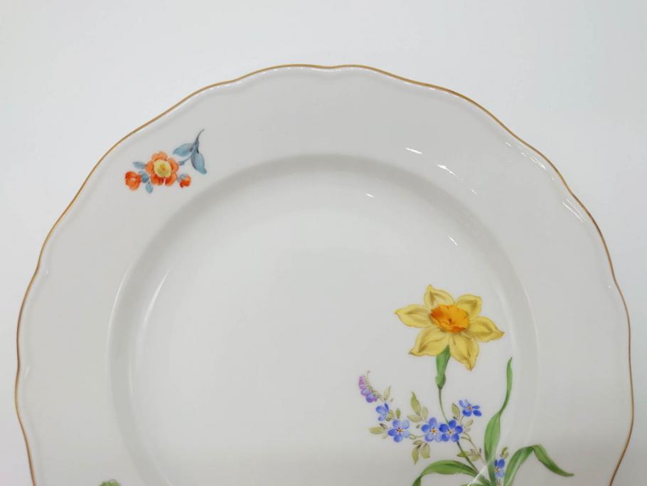 ドイツ　マイセン　Meissen　ベーシックフラワー　二つ花　それぞれ違った花達が食卓のアクセントになるプレート5枚セット(皿、洋食器)(R-070200)