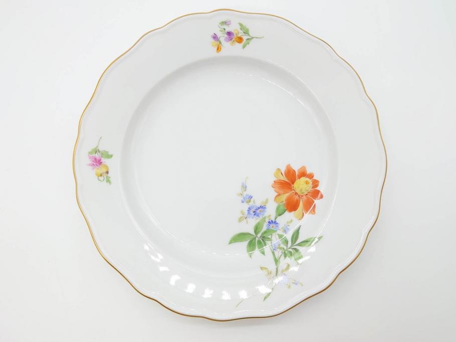 ドイツ　マイセン　Meissen　ベーシックフラワー　二つ花　それぞれ違った花達が食卓のアクセントになるプレート5枚セット(皿、洋食器)(R-070200)