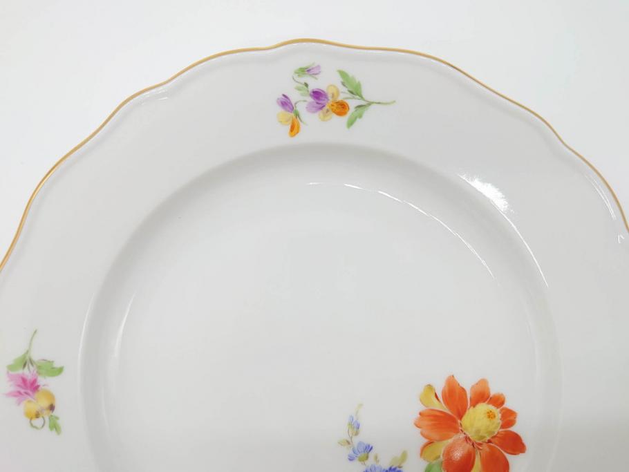 ドイツ　マイセン　Meissen　ベーシックフラワー　二つ花　それぞれ違った花達が食卓のアクセントになるプレート5枚セット(皿、洋食器)(R-070200)