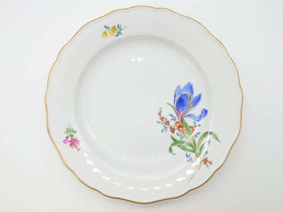 ドイツ　マイセン　Meissen　ベーシックフラワー　二つ花　それぞれ違った花達が食卓のアクセントになるプレート5枚セット(皿、洋食器)(R-070200)