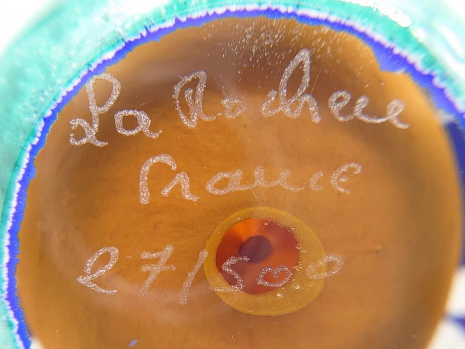 フランス　ラ・ロシェール　La Rochere　卵型　ガラス製　使いやすいデザインのペーパーウェイト(アイリス、置物、ディスプレイ)(R-070209)